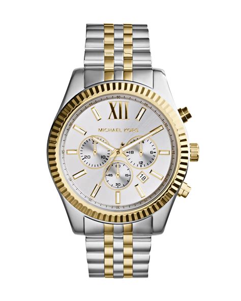 michael kors mid size two tone stainless steel lexington chronograph|michael kors lexington.